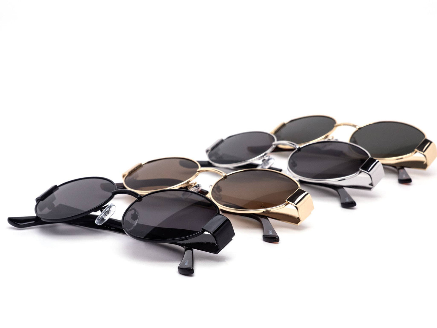 Semi-Oval Metal Temple Street Style Sunglasses