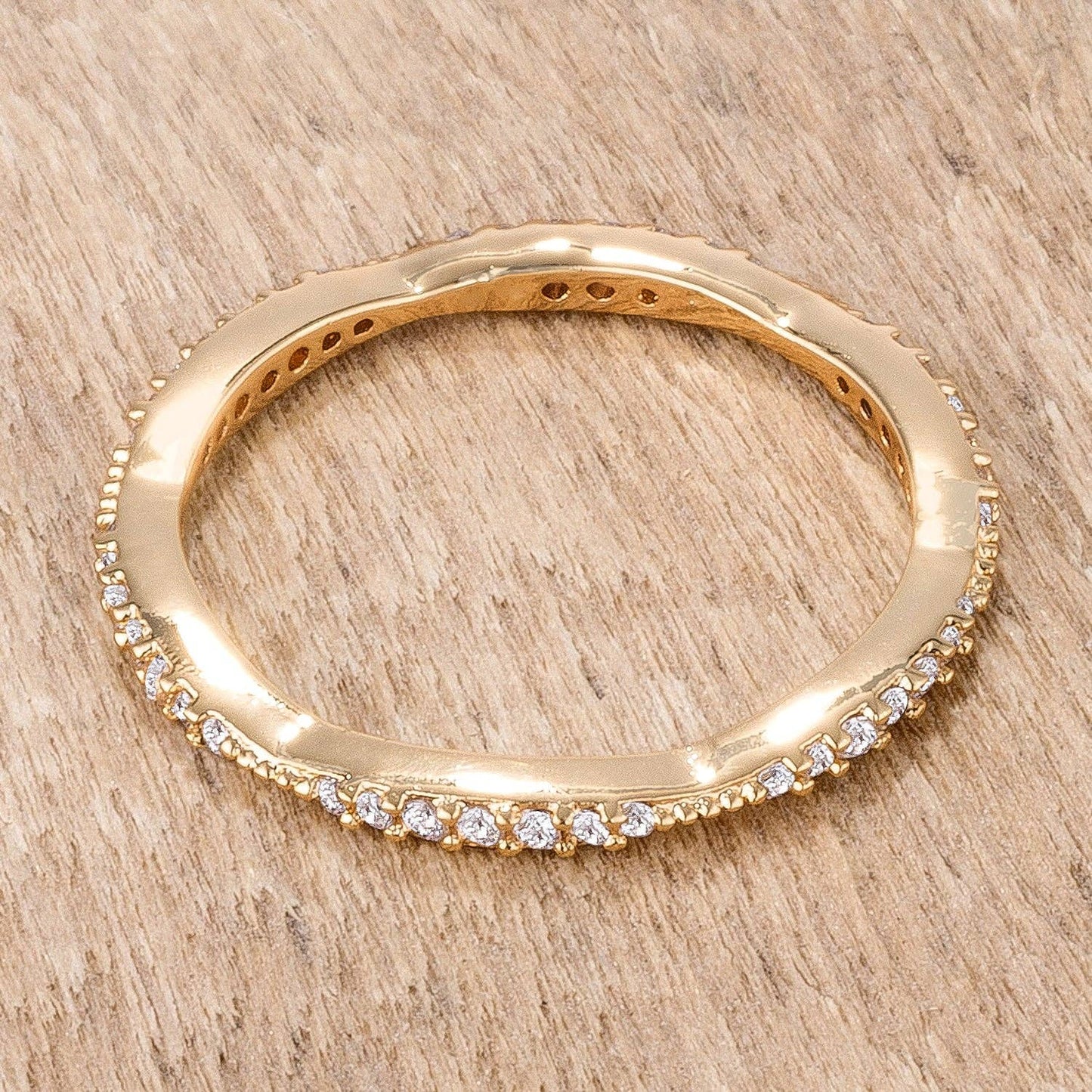 .42ct Dainty 18k Gold Plated Micro Pave CZ Stackable Eternity Ring