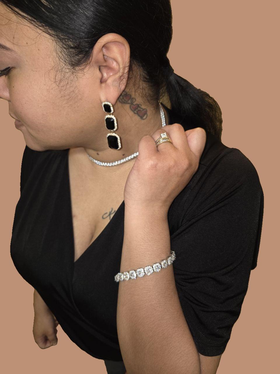 Silver Diamond Tennis Chain Necklace