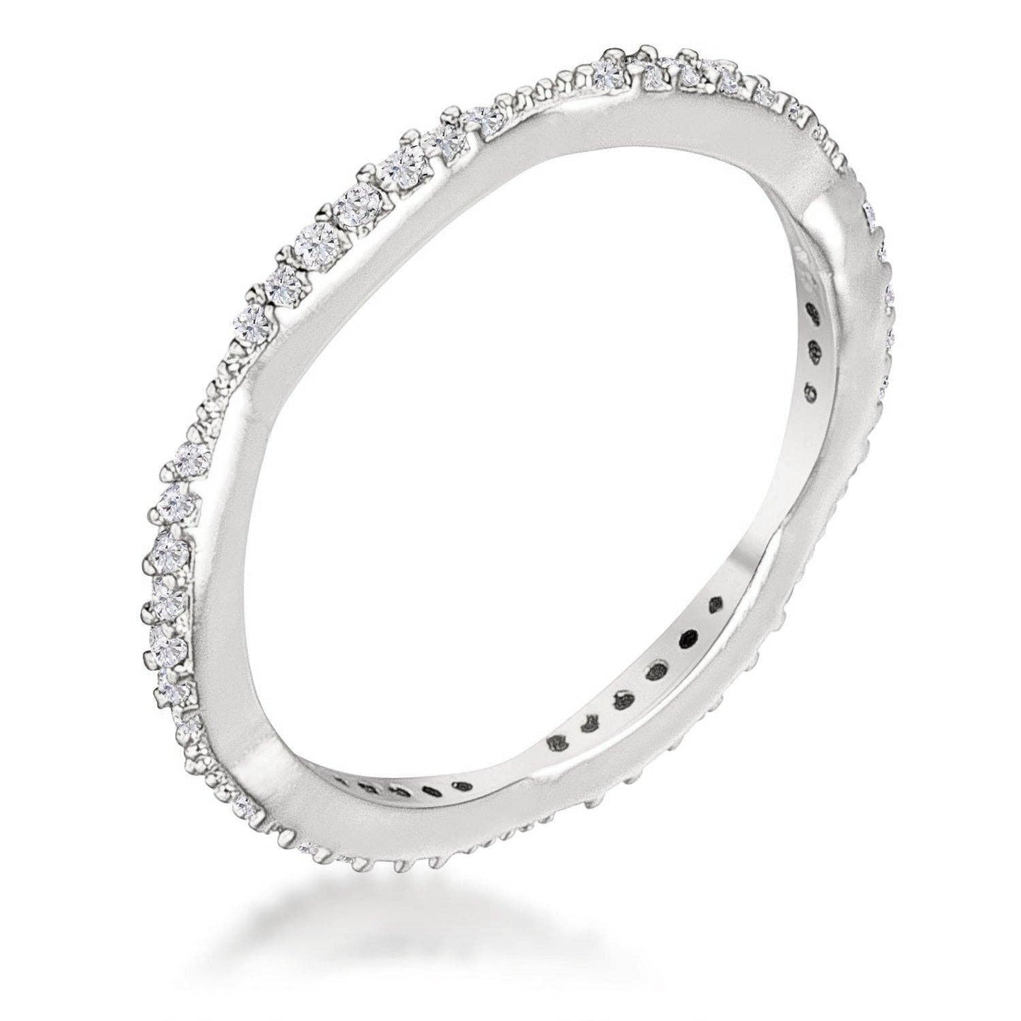 .42ct Dainty 18k Gold Plated Micro Pave CZ Stackable Eternity Ring