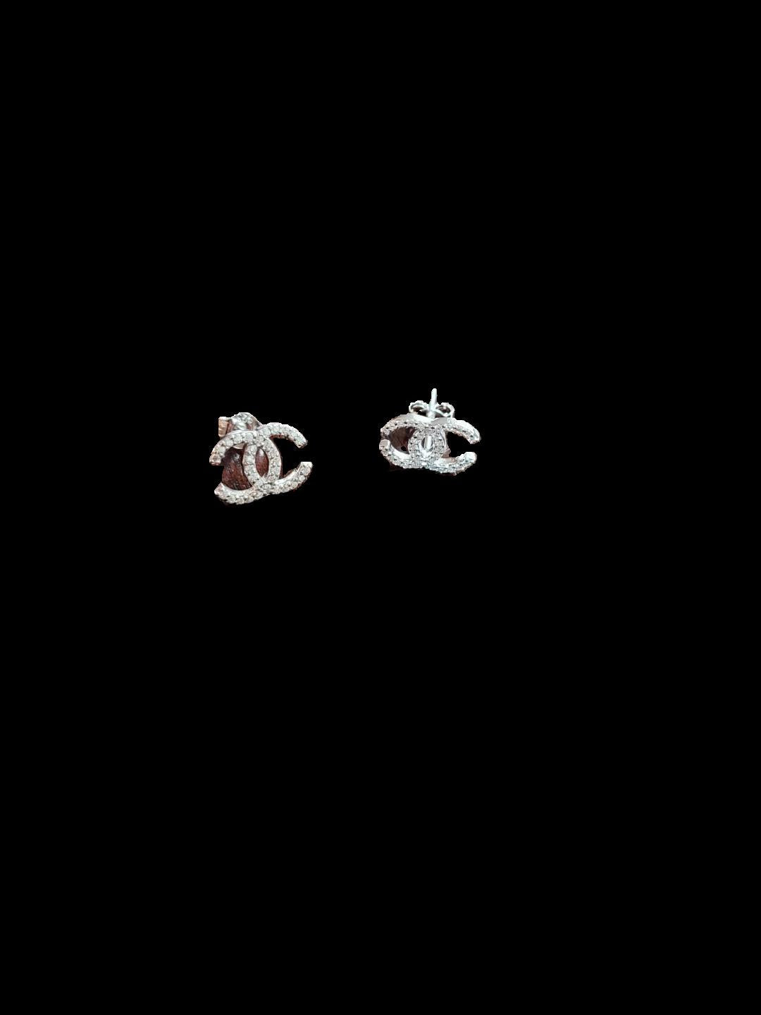 Pendientes de doble C Fashionista con cristales - Plata 925 con diamantes de moissanita