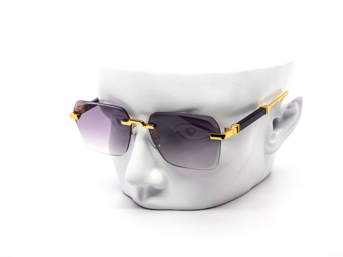Luxury Rimless Miter-Cut Gradient Lens Sunglasses