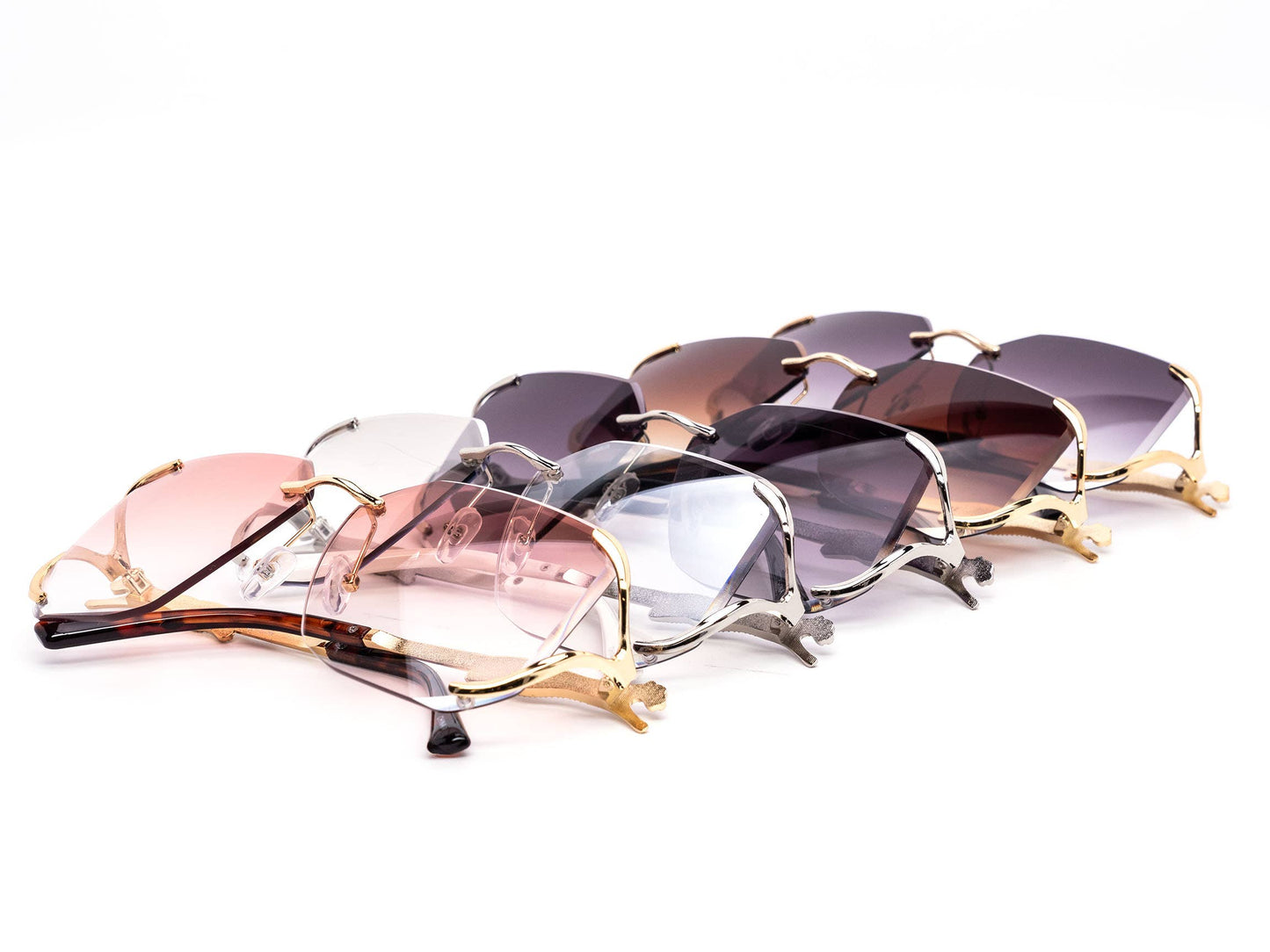Semi-Rimless Oversized Octagonal Gradient Sunglasses