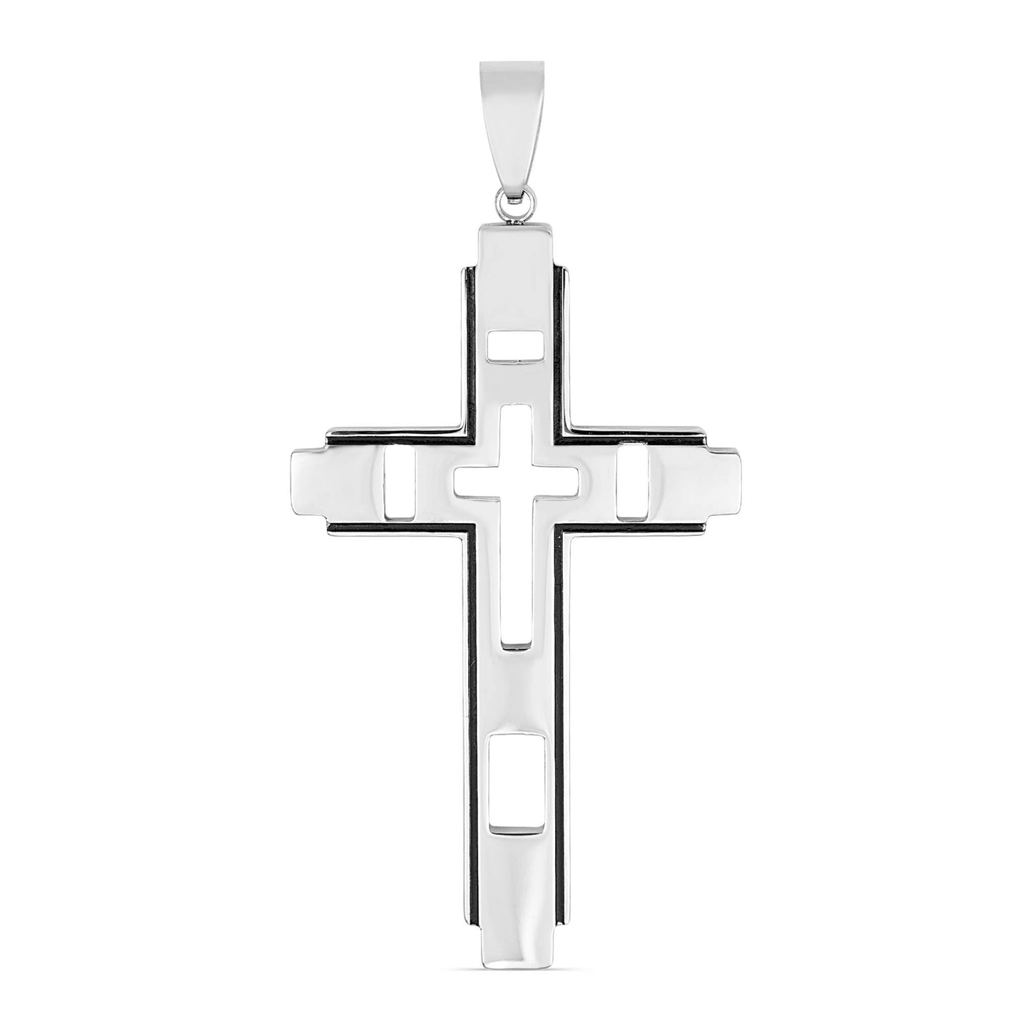 Open-Work Stainless Steel Cross Pendant