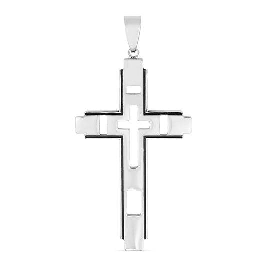 Open-Work Stainless Steel Cross Pendant