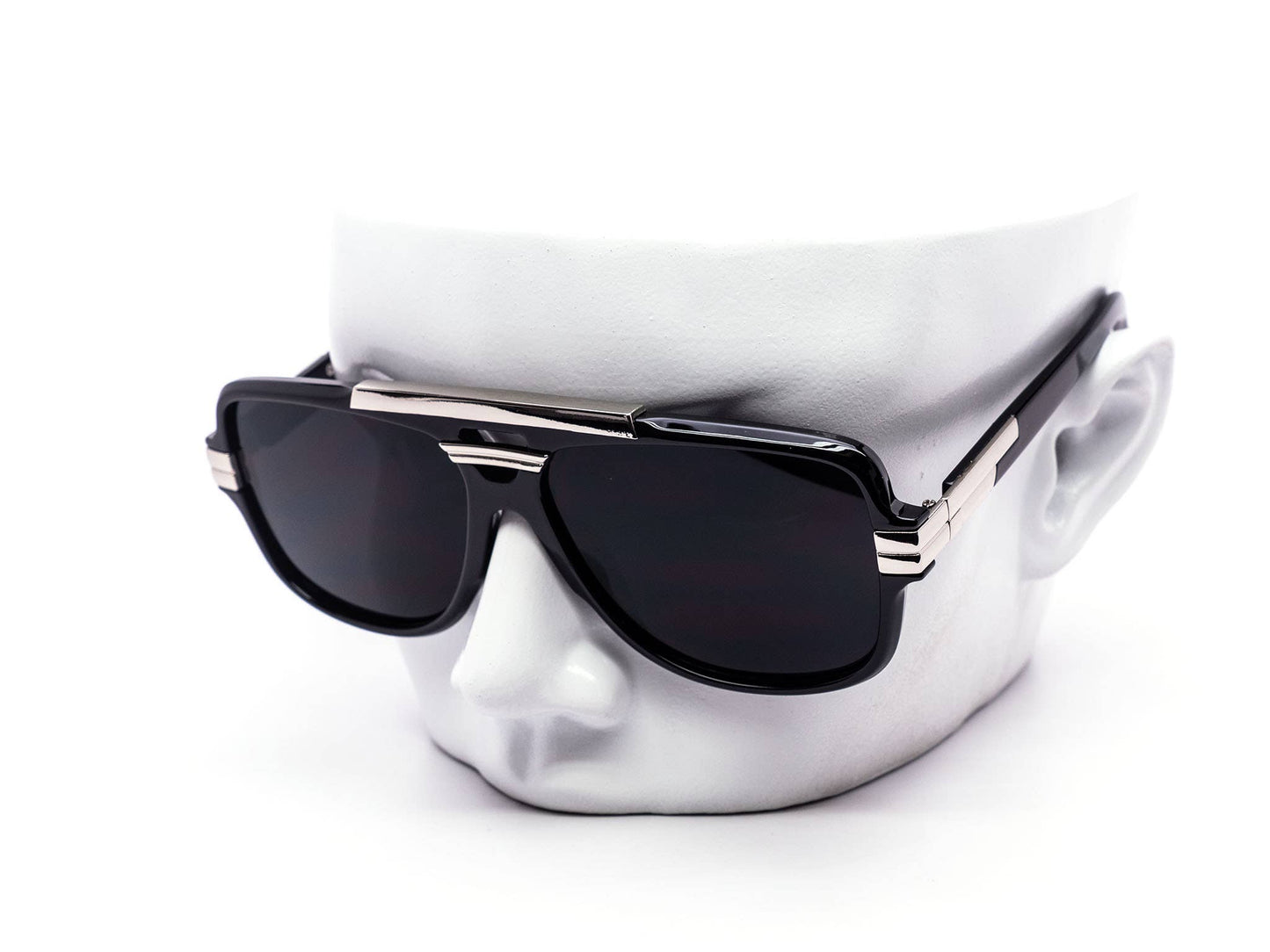 Retro Metal Brow Bar Shield Aviator Sunglasses