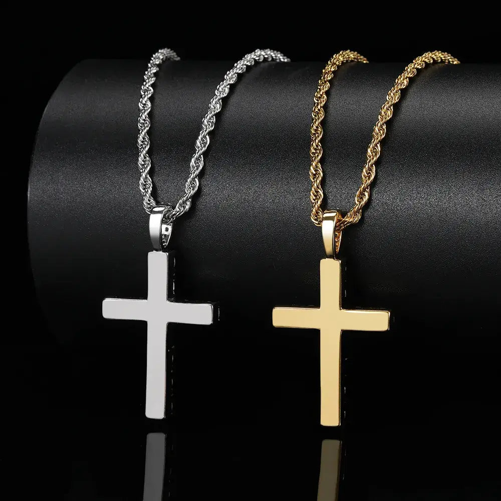 18K Gold Diamond Cross Pendant Necklace