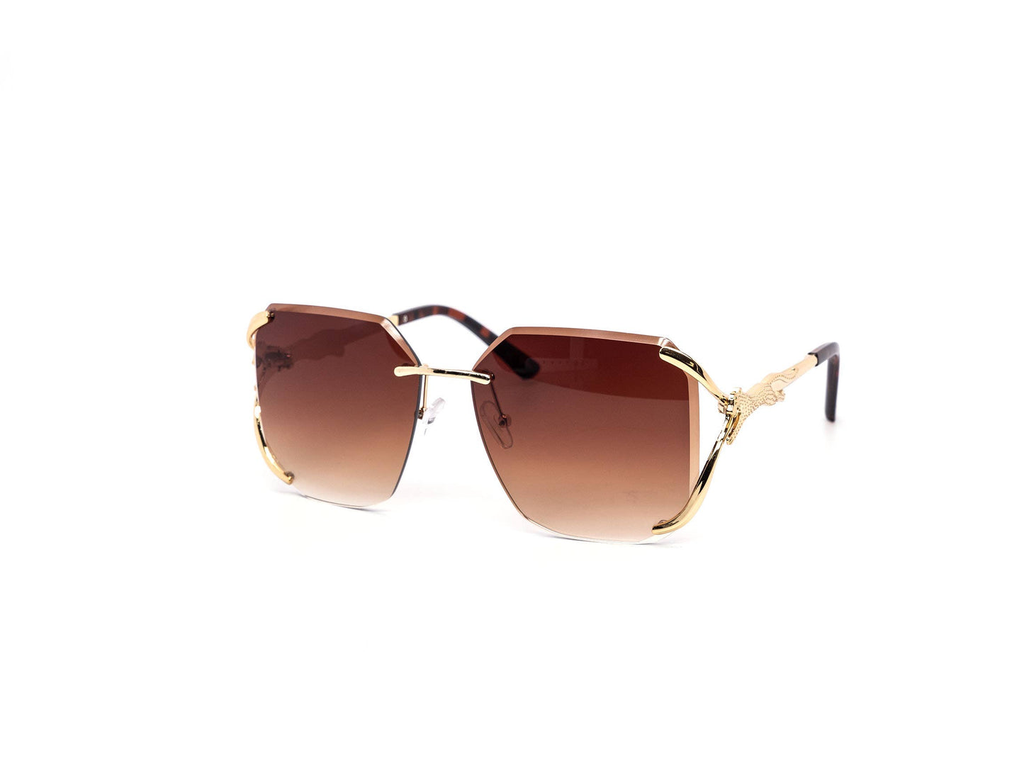 Semi-Rimless Oversized Octagonal Gradient Sunglasses