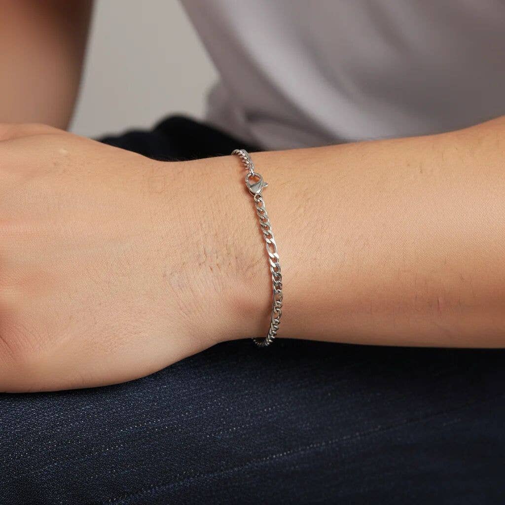 Silver Figaro Chain Bracelet