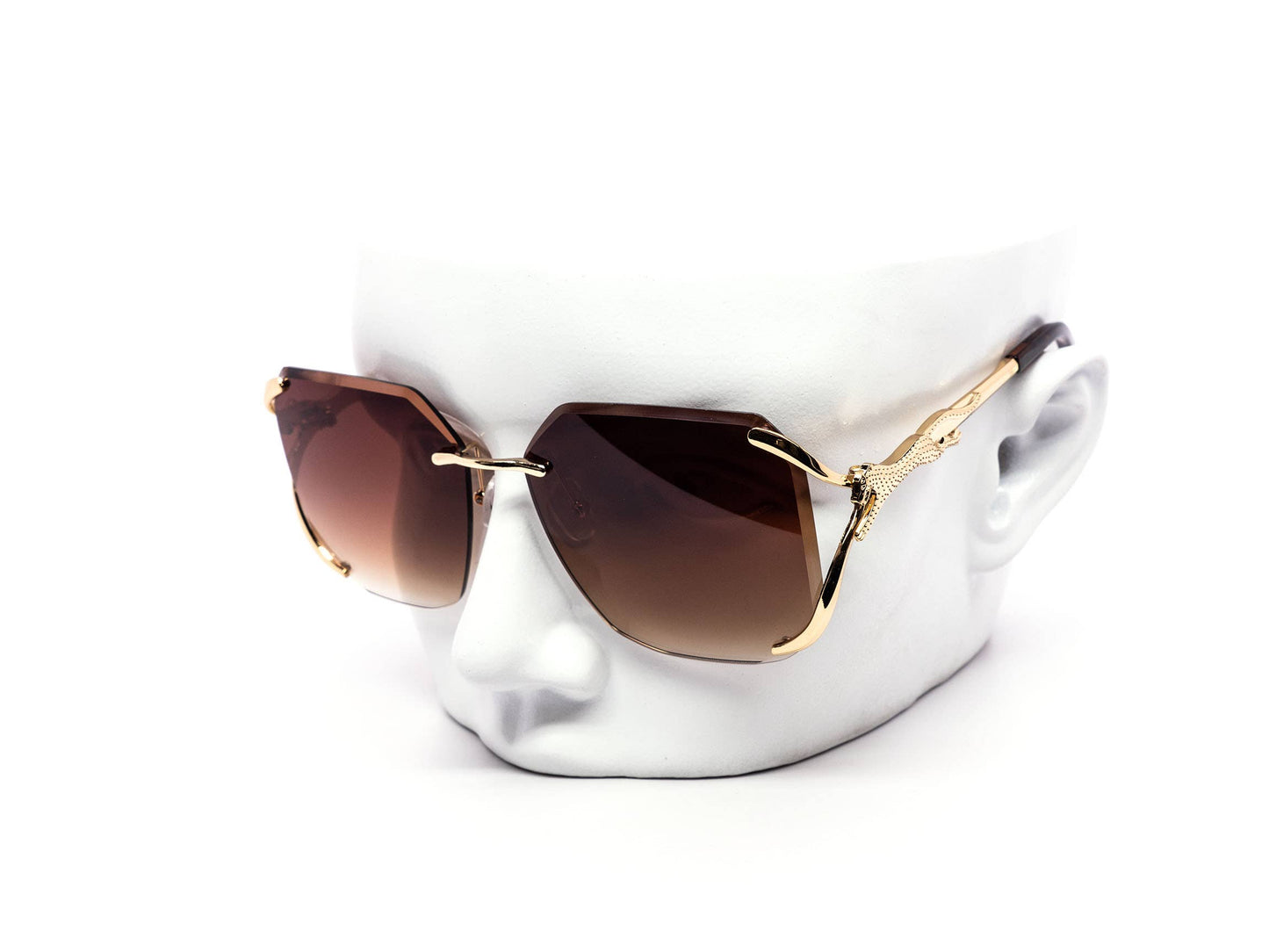 Semi-Rimless Oversized Octagonal Gradient Sunglasses