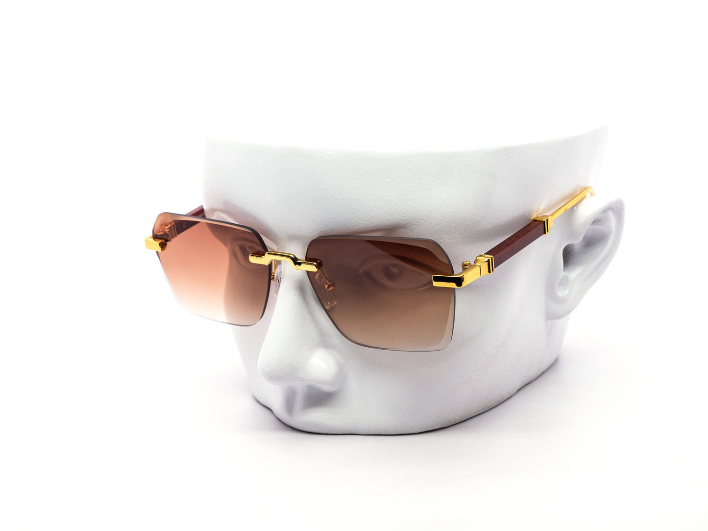 Luxury Rimless Miter-Cut Gradient Lens Sunglasses