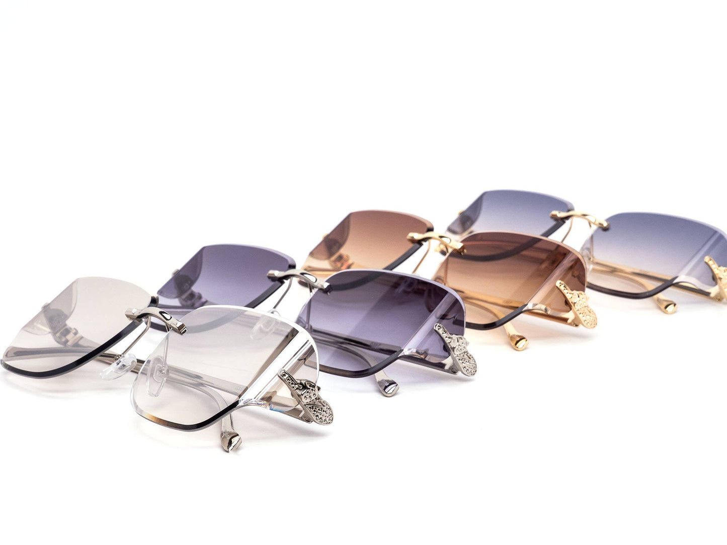 Panthera Rimless Glam Luxury Gradient Sunglasses
