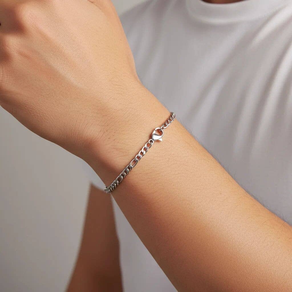 Silver Figaro Chain Bracelet