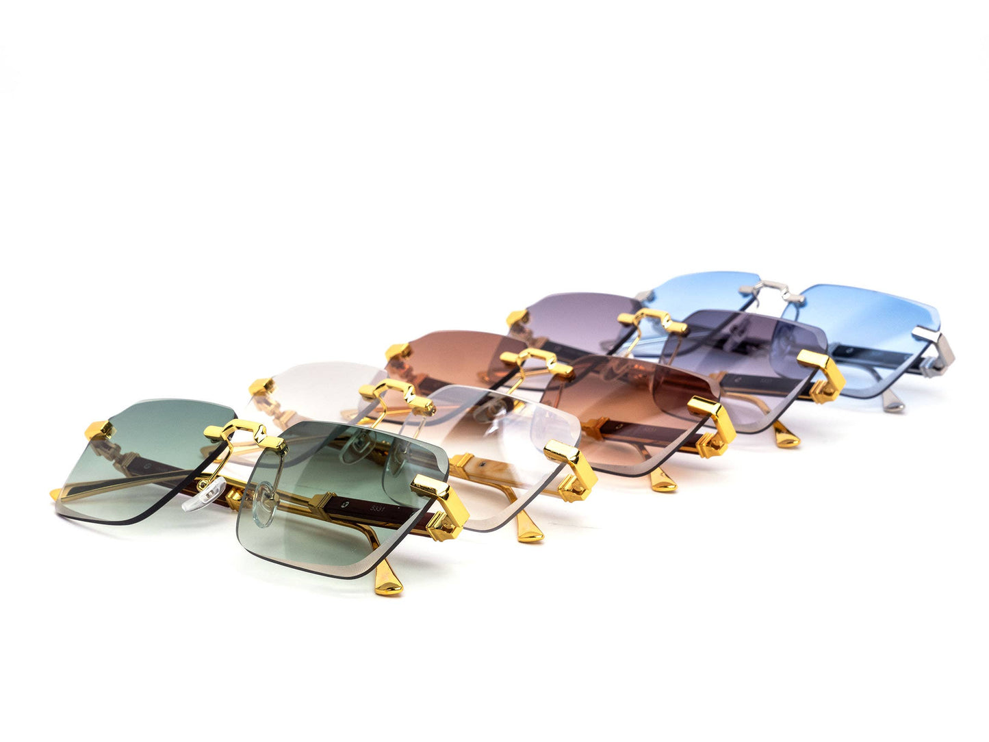 Luxury Rimless Miter-Cut Gradient Lens Sunglasses