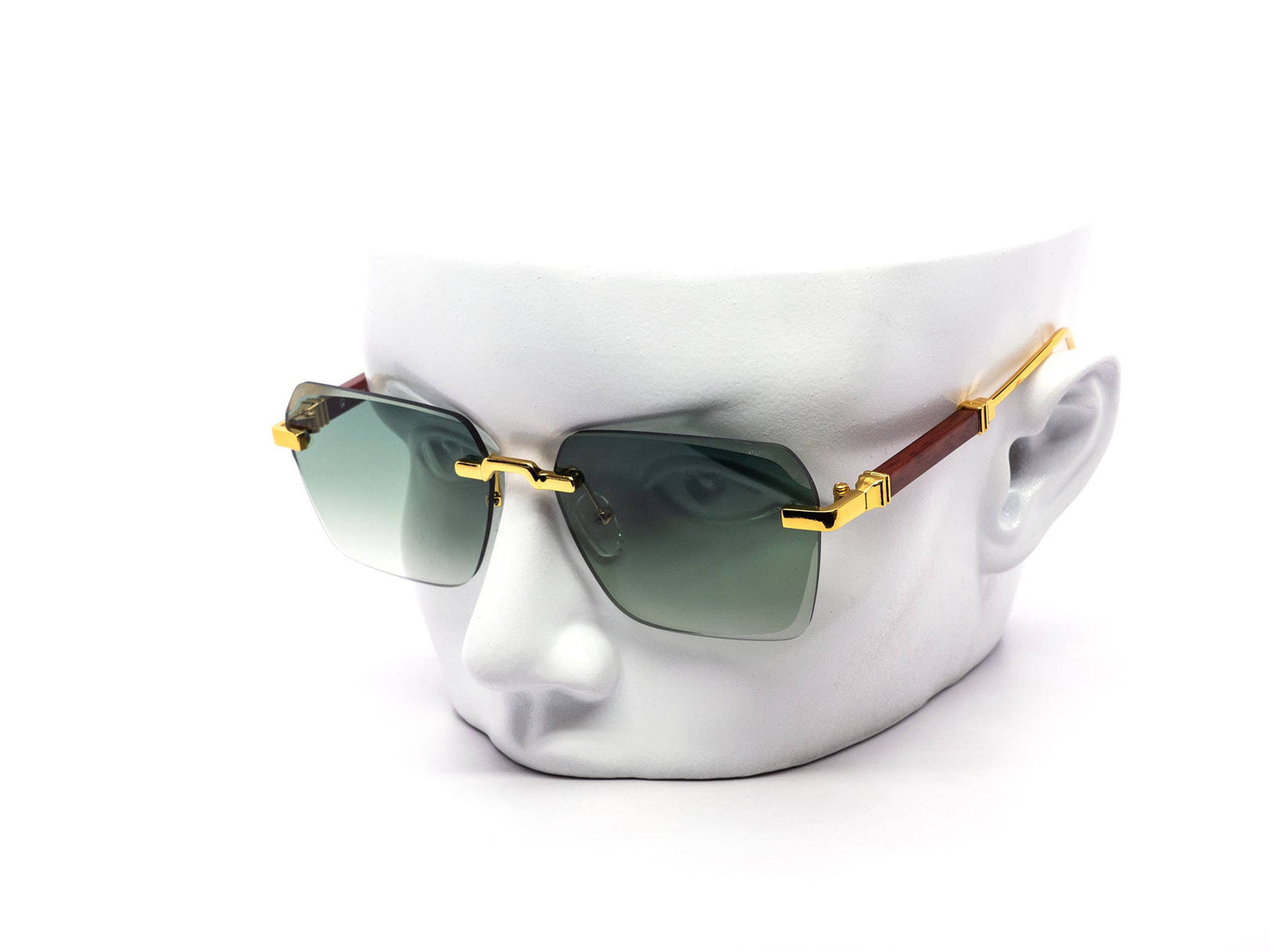 Luxury Rimless Miter-Cut Gradient Lens Sunglasses