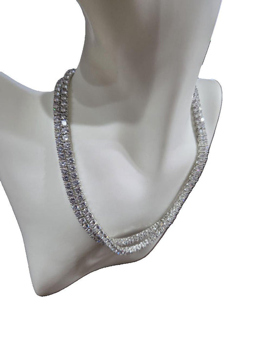 Silver Diamond Tennis Chain Necklace / MSRP $50