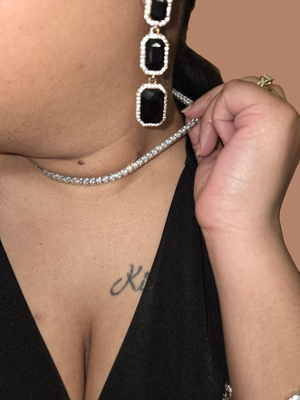 Silver Diamond Tennis Chain Necklace / MSRP $50