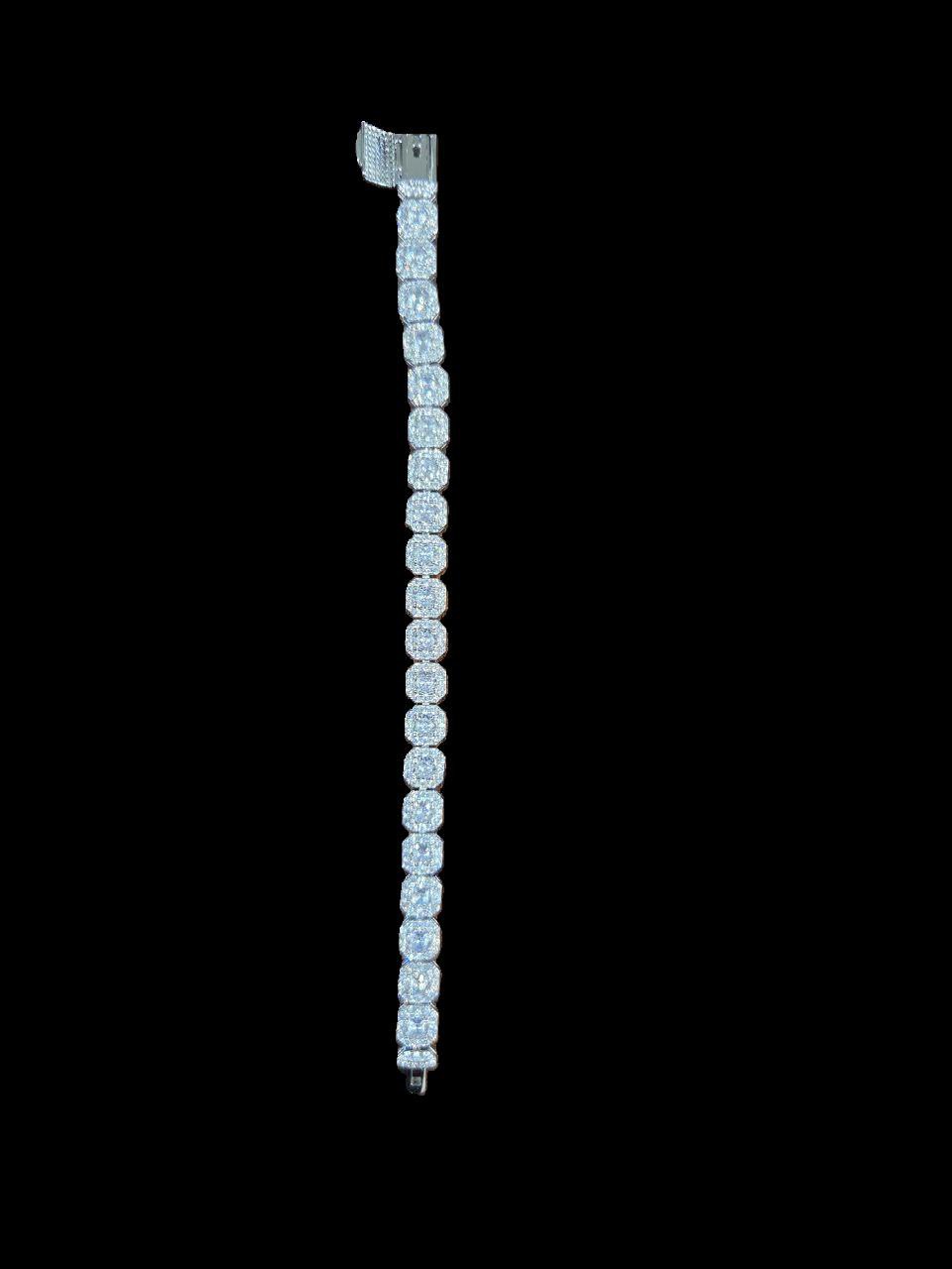 10mm 18k Gold Diamond Clustered Tennis Chain Bracelets / MSRP $90