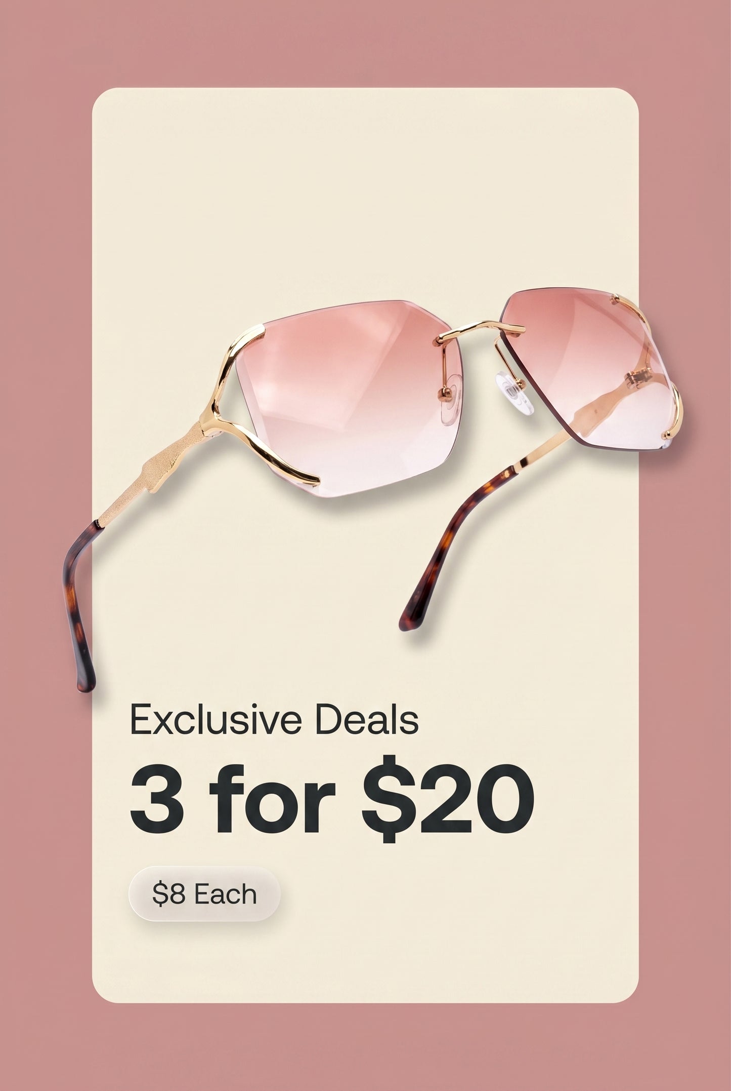 Semi-Rimless Oversized Octagonal Gradient Sunglasses