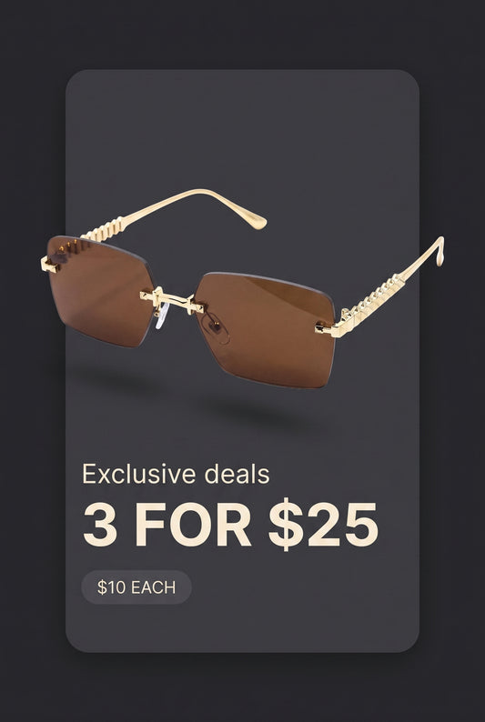 Prism Temple Rimless Square Sunglasses
