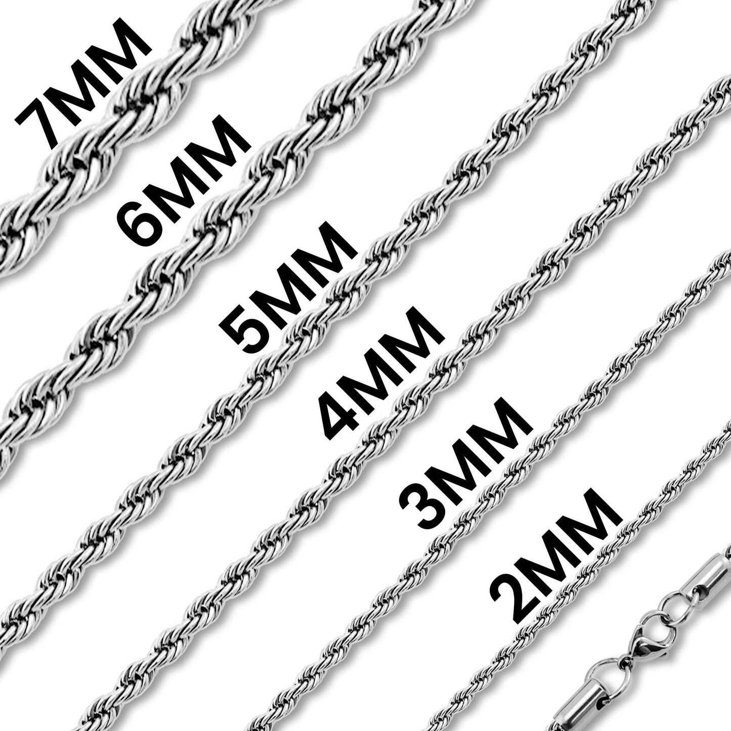 Gold & Silver Stainless Steel Rope Chain Necklaces