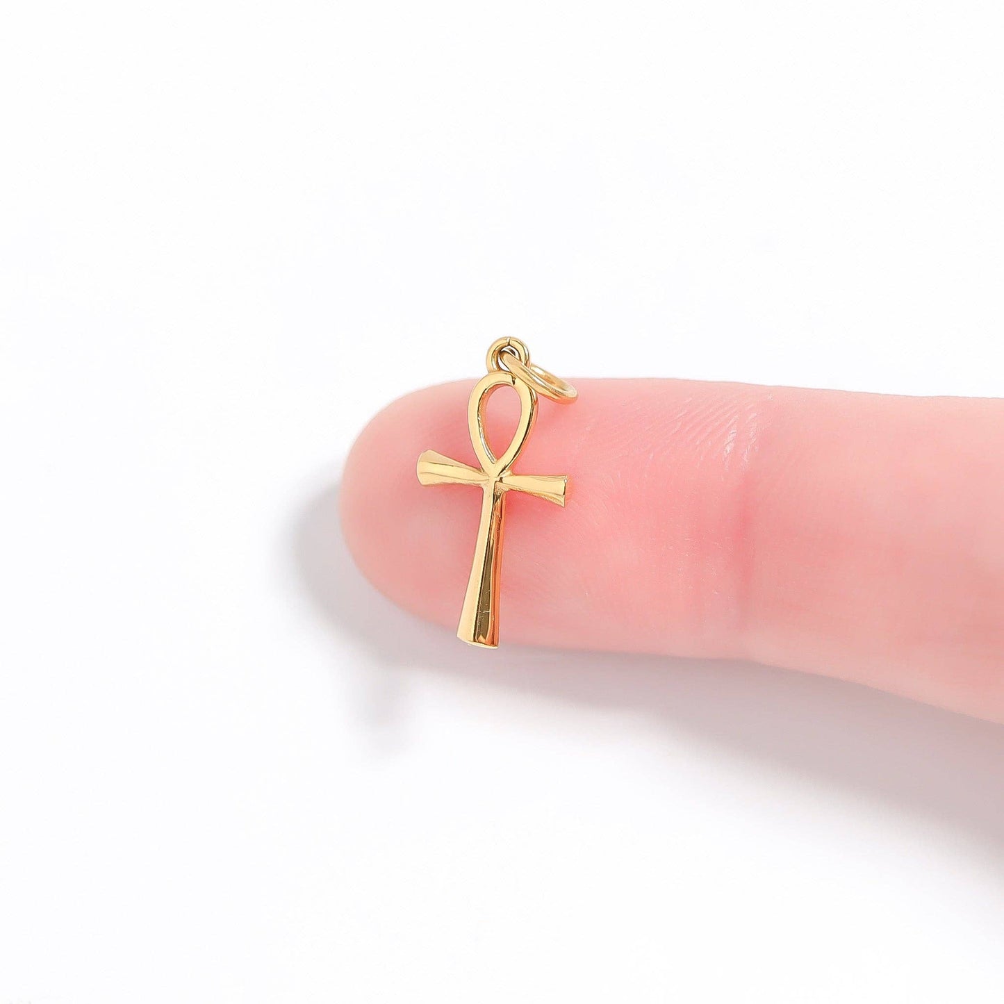 18K Gold PVD Stainless Steel Small Ankh Charm