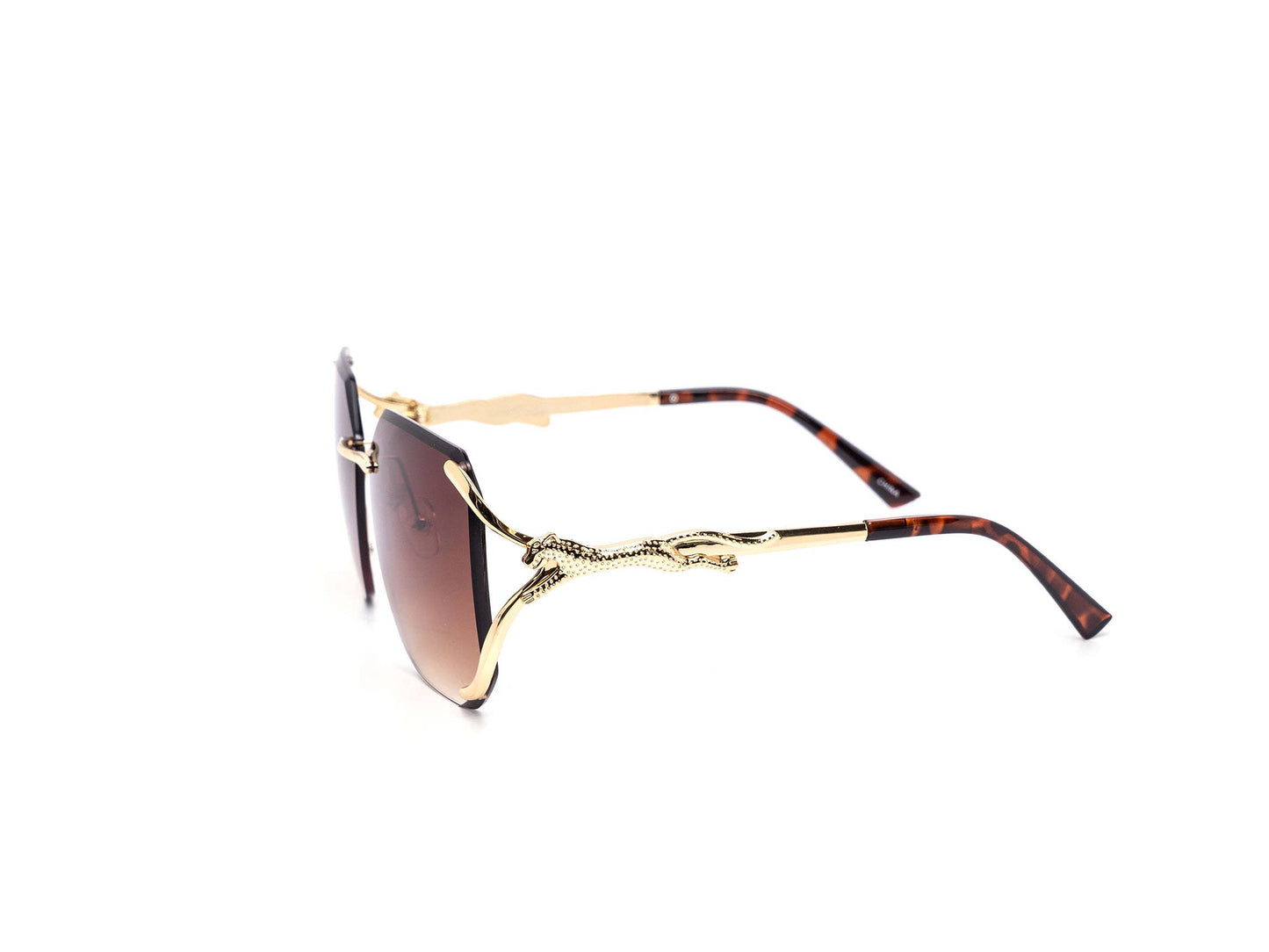 Semi-Rimless Oversized Octagonal Gradient Sunglasses