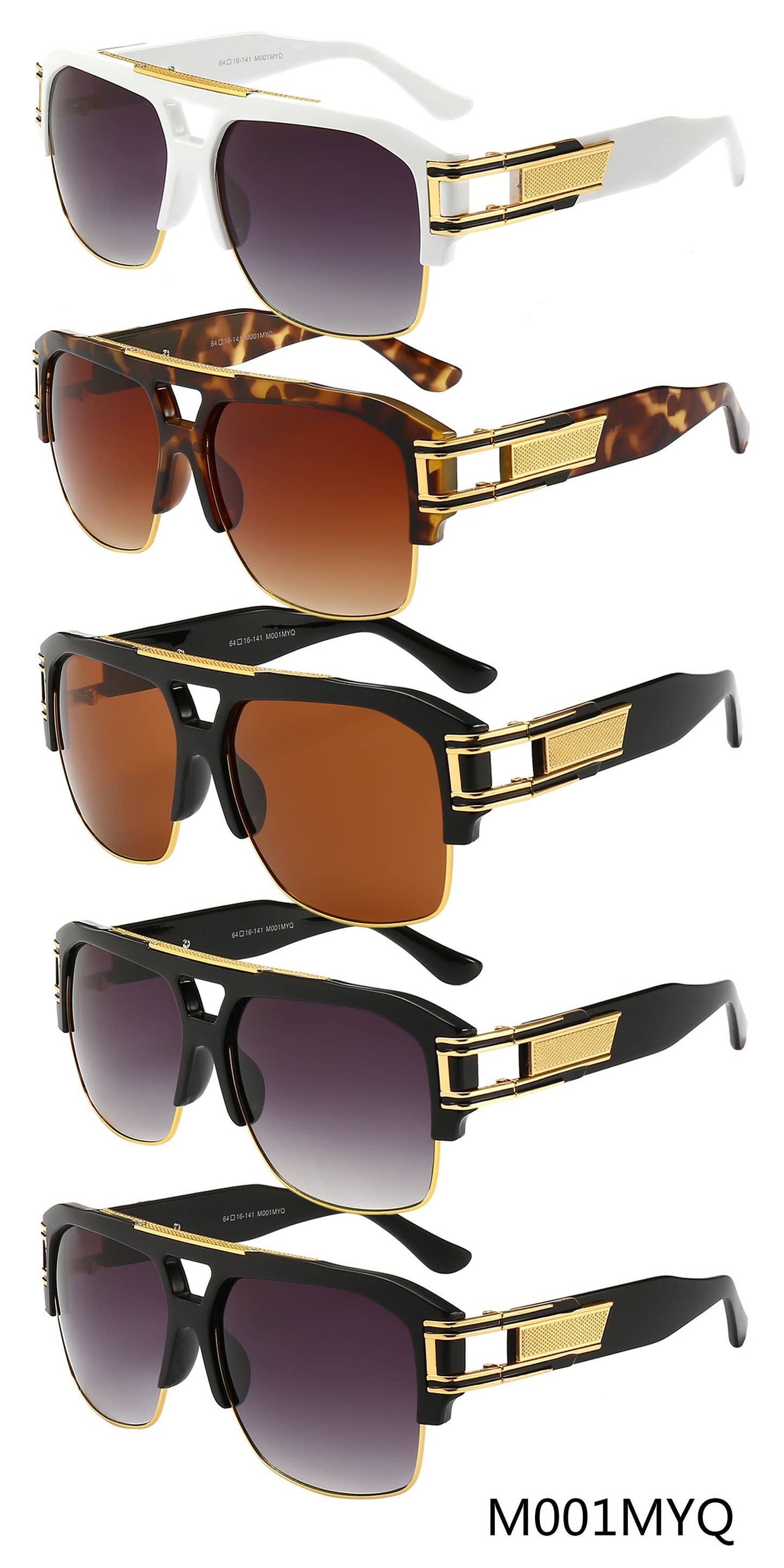 Men's Big Lens Square Sunglasses Assorted 12 Pack