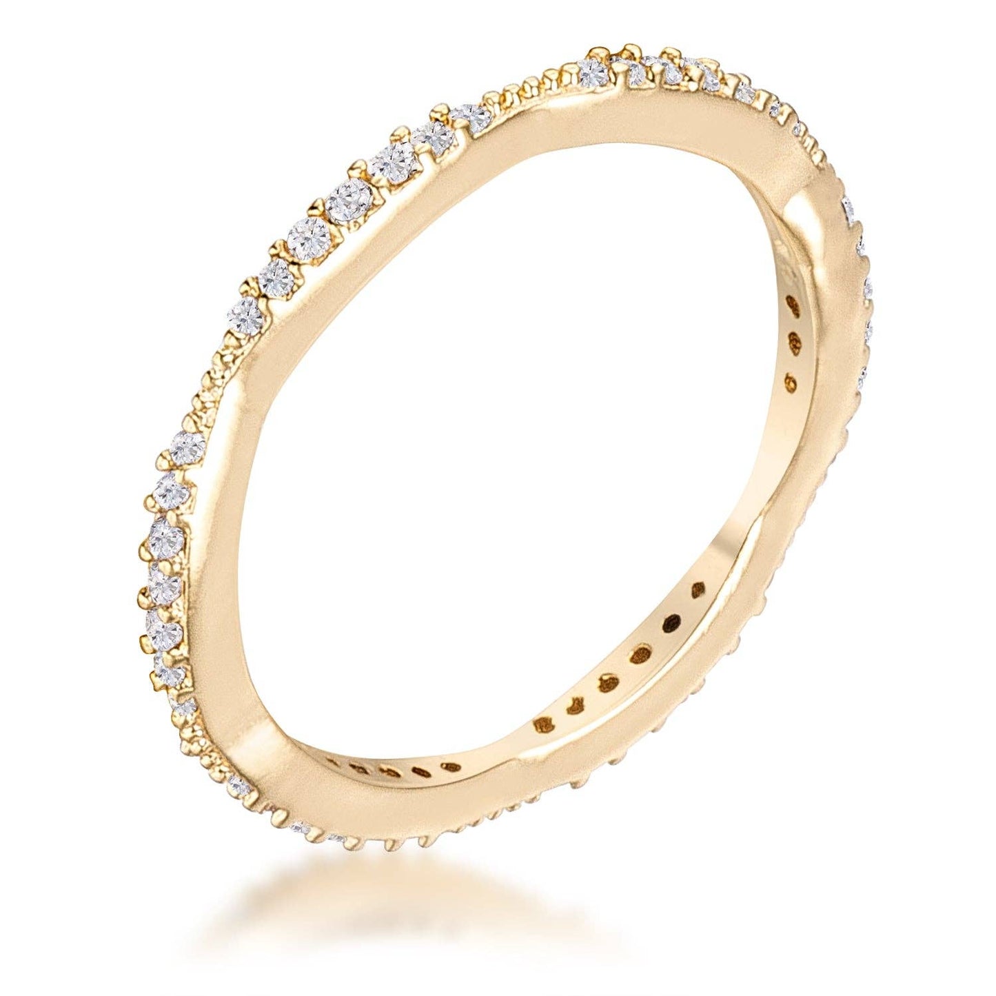 .42ct Dainty 18k Gold Plated Micro Pave CZ Stackable Eternity Ring