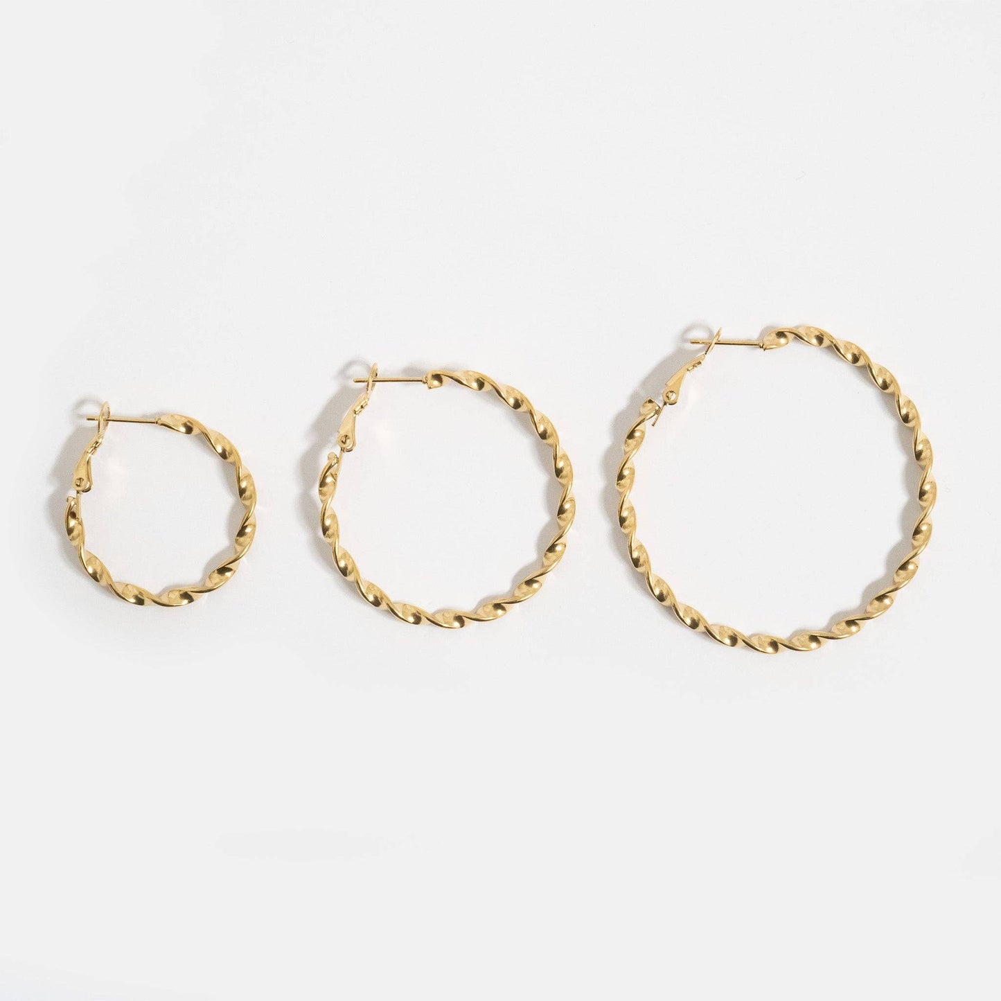 18K Gold PVD Stainless Steel Twist Hoop Earrings