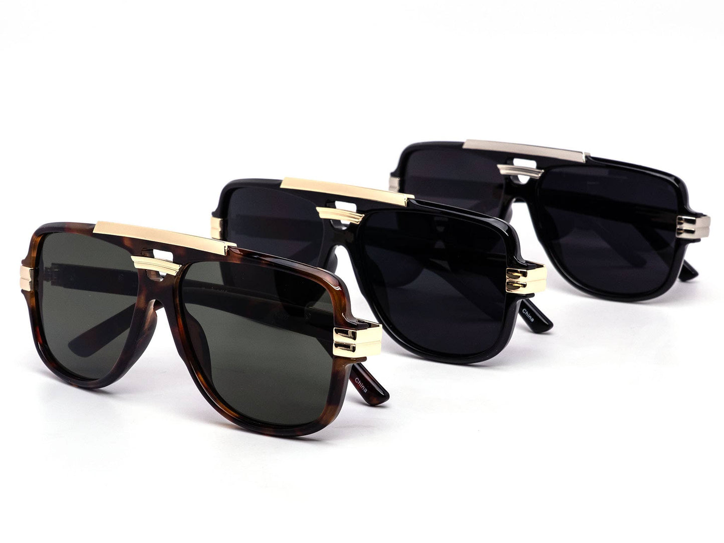 Retro Metal Brow Bar Shield Aviator Sunglasses