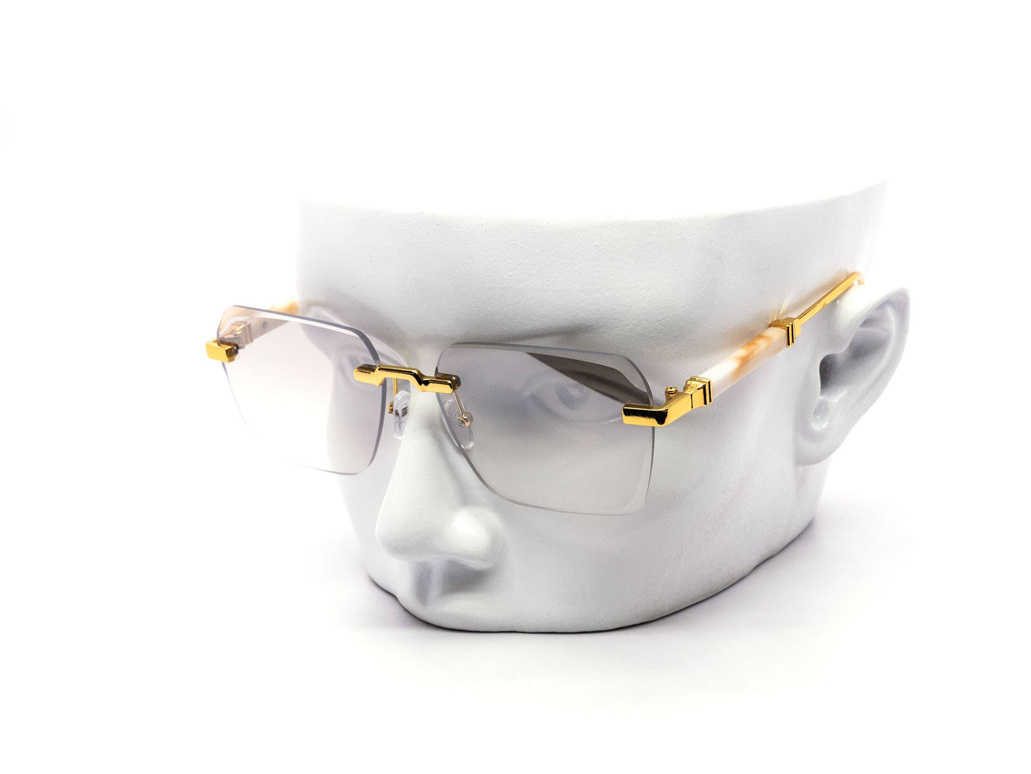 Luxury Rimless Miter-Cut Gradient Lens Sunglasses