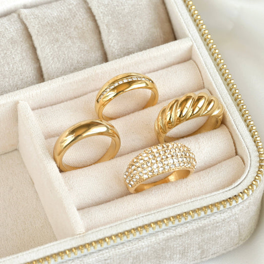 18k Gold Pvd Plated Rings - Stainless Steel Chunky Rings