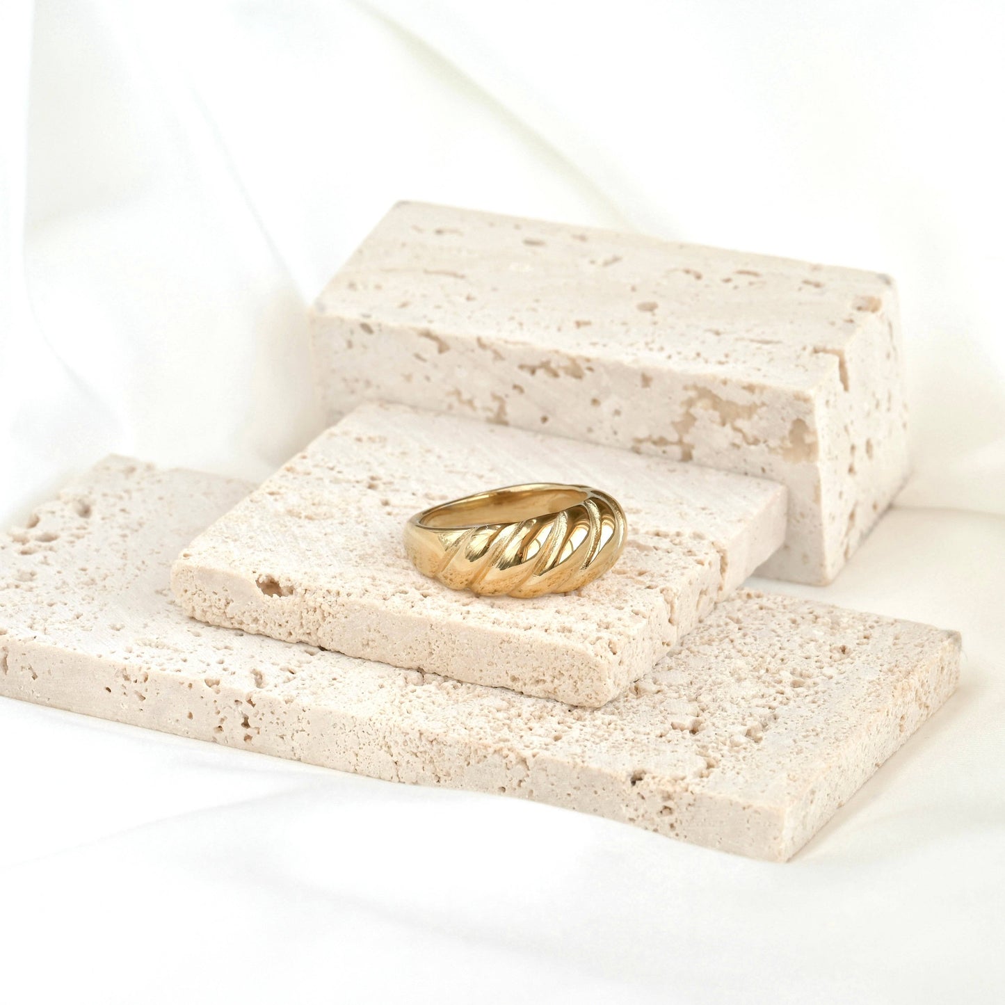 18k Gold Pvd Plated Rings - Stainless Steel Chunky Rings