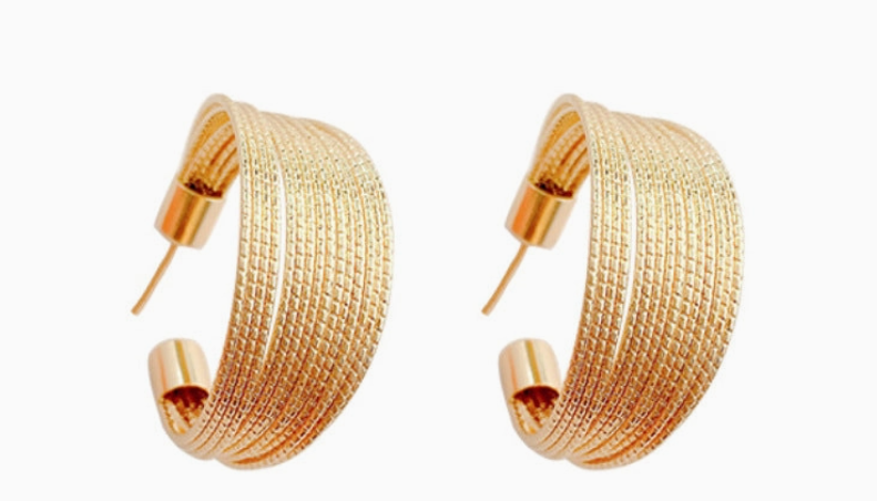 Luxurious Chunky Textured Gold Hoop Earrings