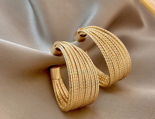 Luxurious Chunky Textured Gold Hoop Earrings