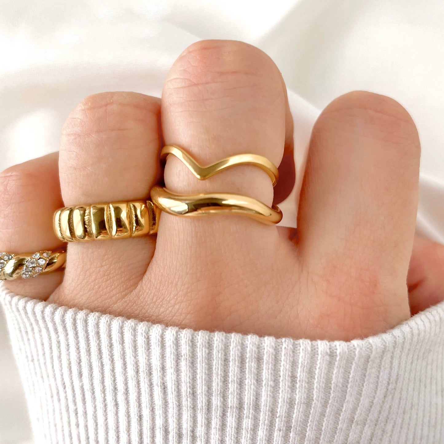 18k Gold Pvd Plated Rings - Stainless Steel Chunky Rings