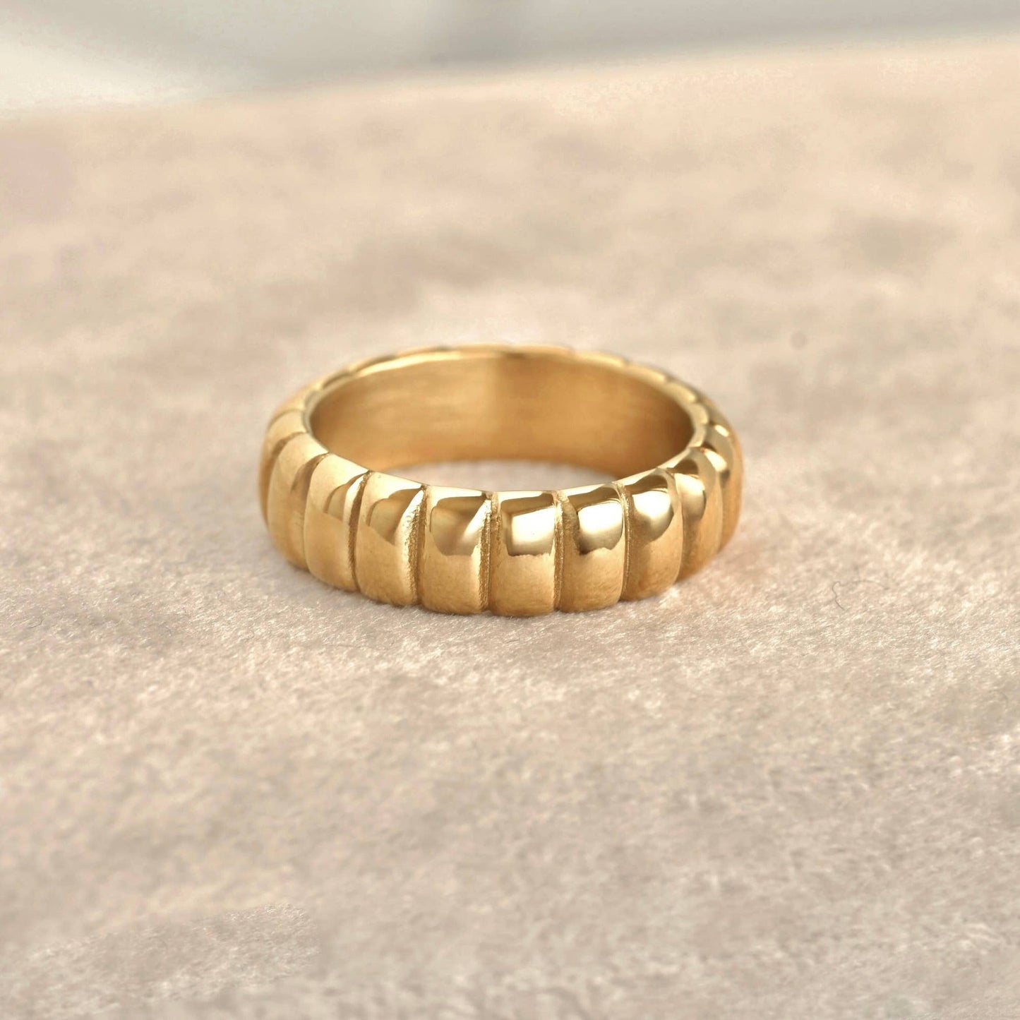 18k Gold Pvd Plated Rings - Stainless Steel Chunky Rings