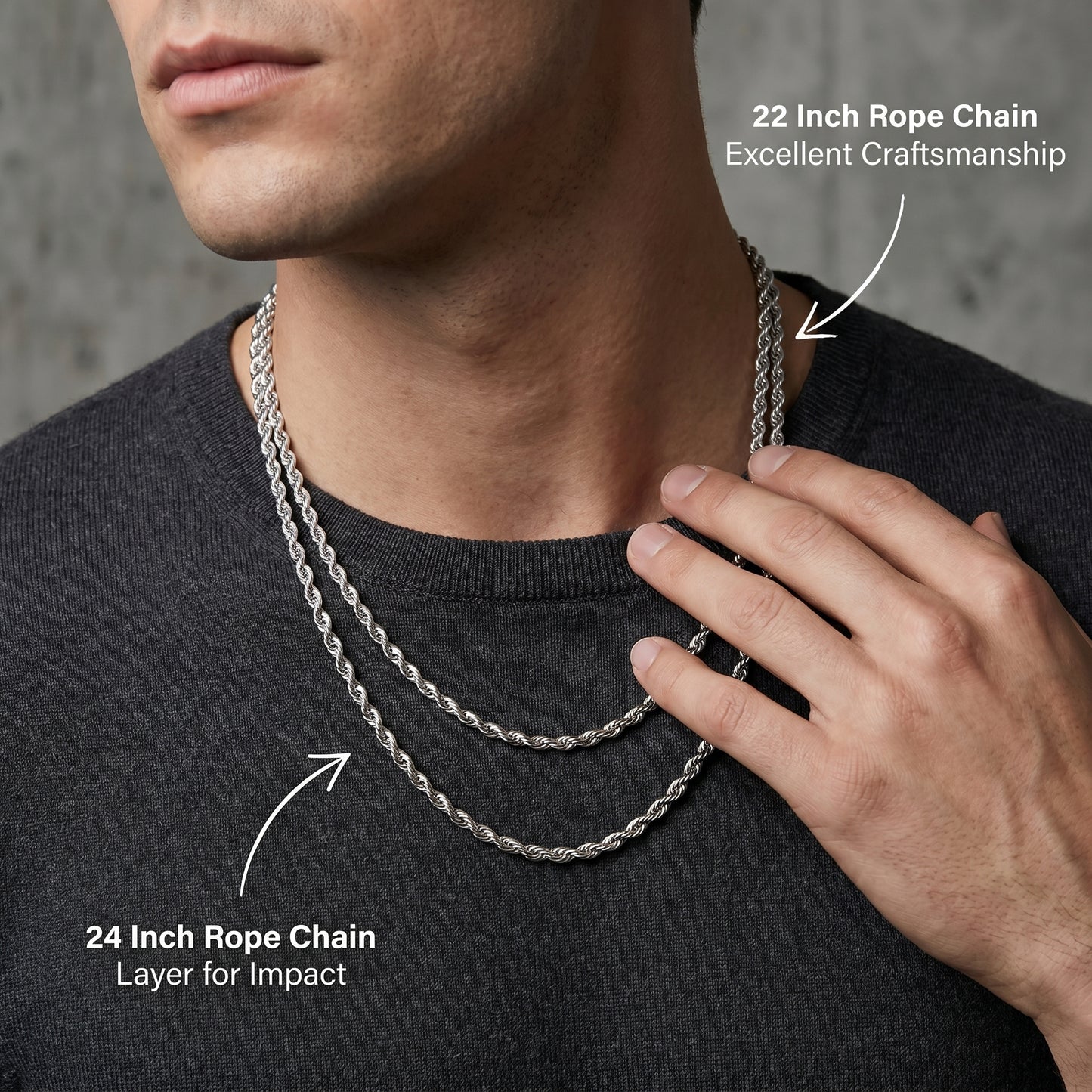 Gold & Silver Stainless Steel Rope Chain Necklaces