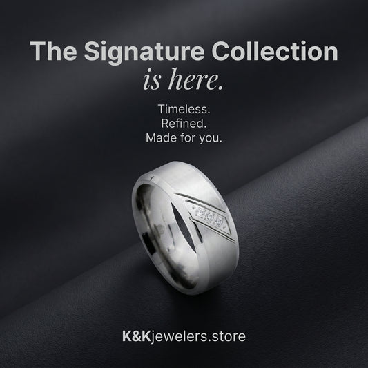 Men's Stainless Steel Band Ring With Cubic Zirconia