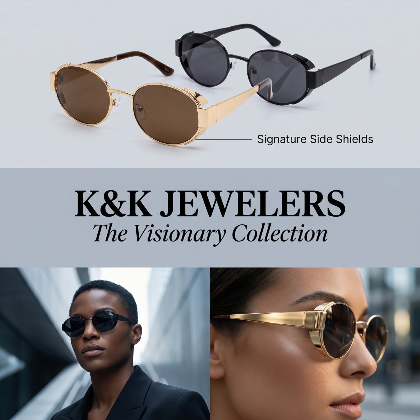 Semi-Oval Metal Temple Street Style Sunglasses
